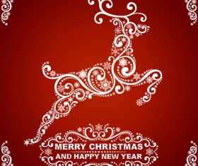 Abstract reindeer christmas greeting card vector