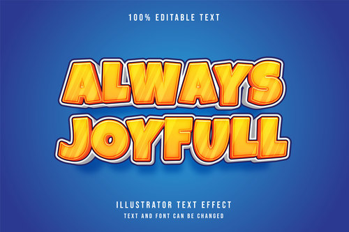 Always joyfull 3d editable text vector