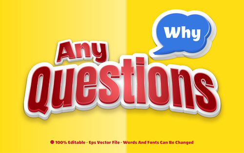Any questions 3d editable text style effect vector