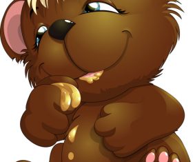 Bear cartoon vector eating honey