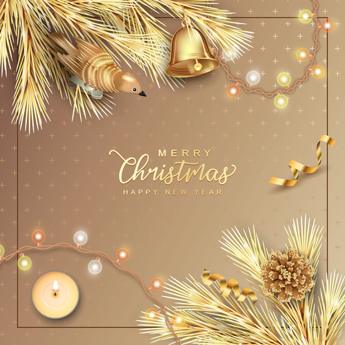 Beautiful Christmas and New Year greeting card vector