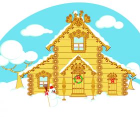 Beautiful house decorated for christmas vector