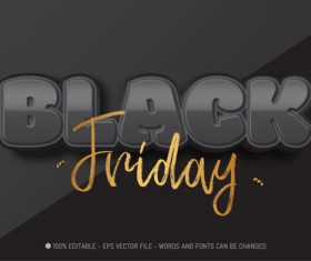 Black 3d editable text style effect vector
