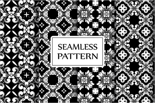 Black baroque style seamless background vector