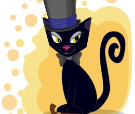 Black cat gentleman cartoon vector