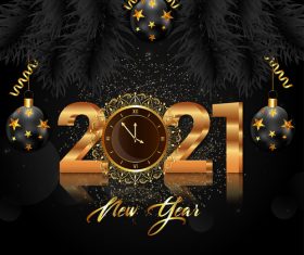 Black decorative background and golden 2021 vector