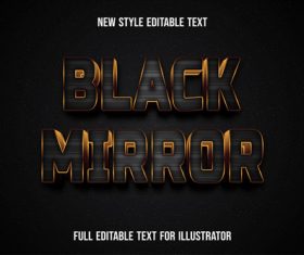 Black font with gold edge text style effect vector