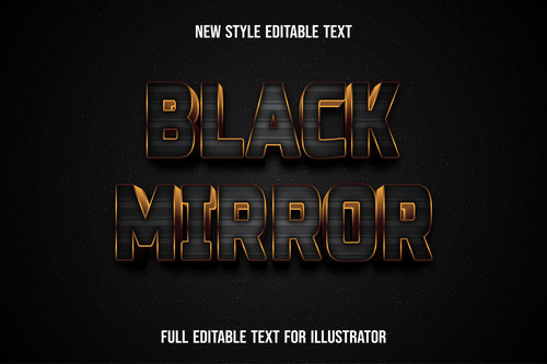 Black font with gold edge text style effect vector