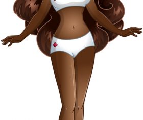 Black skin pretty girl vector