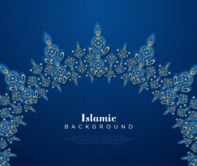 Blue background and flower Islamic classic decoration background vector