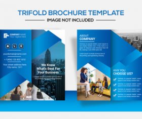 Blue trifold business brochure design vector