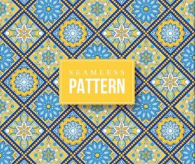 Blue yellow hand drawn mandala seamless pattern vector