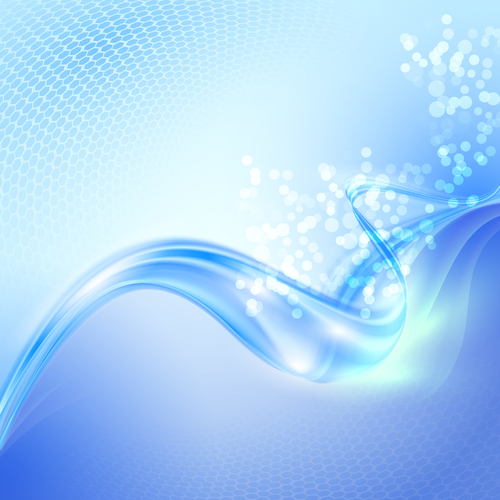 Blurred light spots and blue fluid background vector