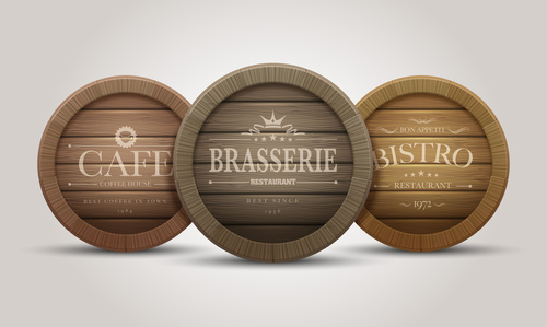 Brasserie wooden label vector