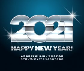 Bright silver 2021 number vector