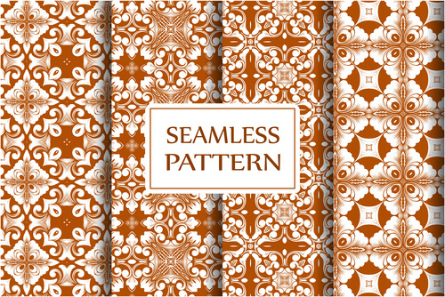 Brown baroque seamless background pattern vector