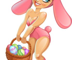 Bunny girl holding an egg vector