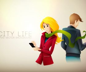 Busy city life cartoon illustration vector