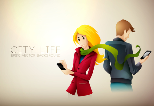 Busy city life cartoon illustration vector