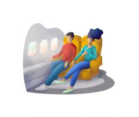 Cabin passenger cartoon illustration vector