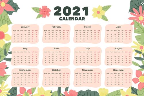 Cartoon 2021 new year calendar vector