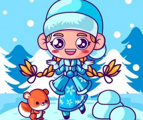 Cartoon characters and animals illustrations vector