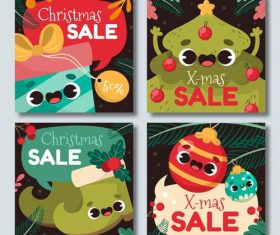 Cartoon christmas sale label vector