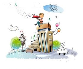 Cartoon concept illustration vector