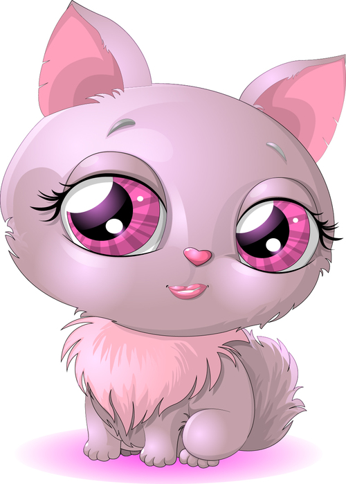 Cartoon cute kitten vector free download