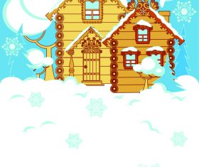Cartoon house christmas card cover vector