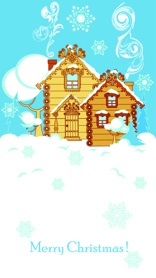 Cartoon house christmas card cover vector