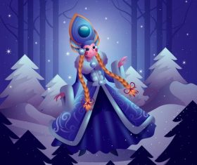 Cartoon mythical character Snow Princess in the jungle vector