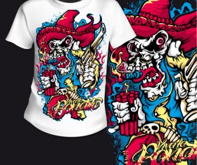 Cartoon t-shirt printing pattern design vector