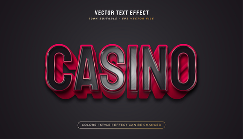 Casino 3d editable text vector