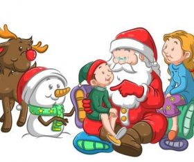 Children listening to Santa telling stories vector