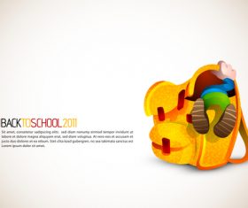 Children rummage school bag cartoon illustration vector