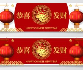 Chinese New Year Wishes Banner Vector