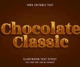 Chocolate classic 3d editable text vector