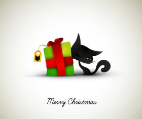 Christmas Greeting with Cat illustration vector