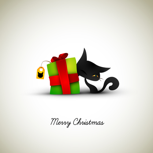 Christmas Greeting with Cat illustration vector