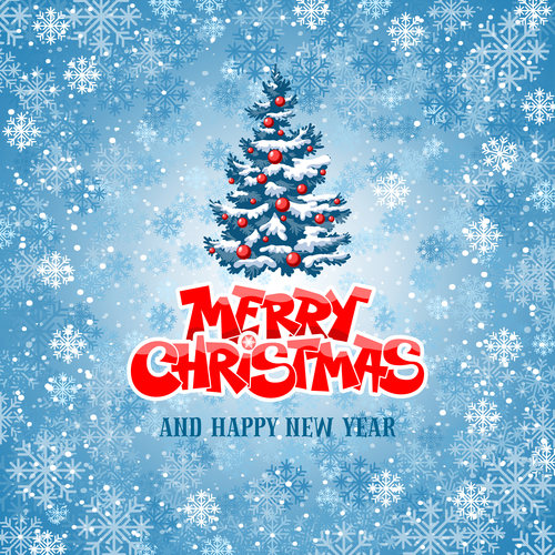 Christmas and New Year greeting card vector free download