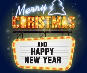 Christmas and happy new year billboard vector
