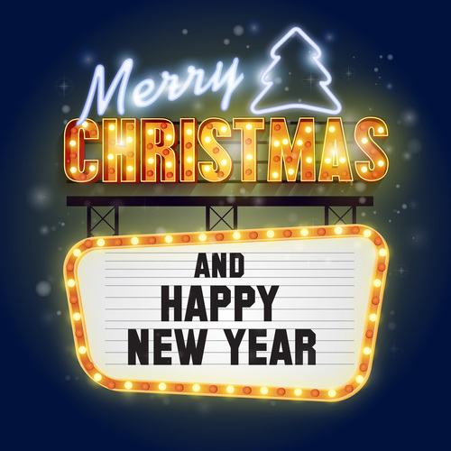 Christmas and happy new year billboard vector