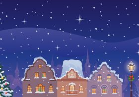 Christmas city night illustration vector