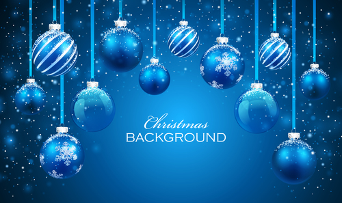 Christmas decoration blue balls background vector