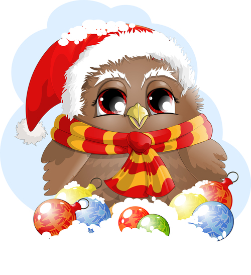 Christmas dress up owl vector