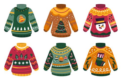 Christmas element sweater cartoon vector