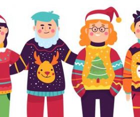 Christmas family party cartoon illustration vector
