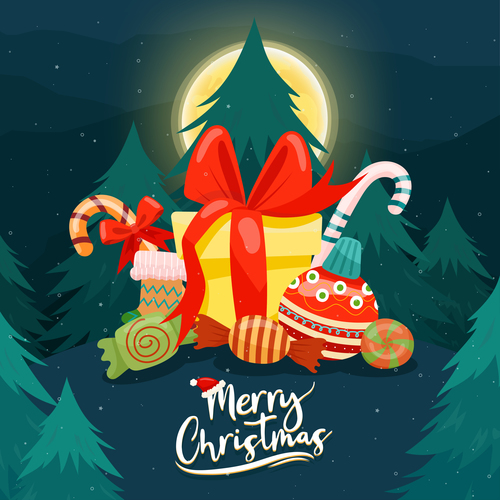 Christmas gift background christmas card vector