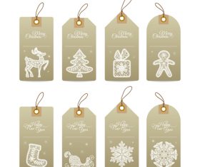 Christmas gift tags with lace hand drawn decorative elements vector